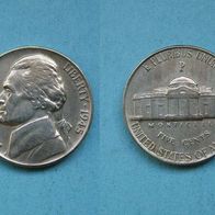 USA 5 Cents 1945 P Jefferson Silber Anteil ! (W95)