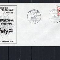 BRD / Bund 1974 Sonderbeleg safety 74 Sonderschau der Polizei mit MiNr. 759 Sonderste