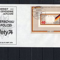 BRD / Bund 1974 Sonderbeleg safety 74 Sonderschau der Polizei mit Block 10 Sonderstem