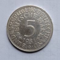 5 DM Münze 1951 G 625/1000 Silber 11,2 Gramm