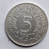 5 DM Münze 1957 J 625/1000 Silber 11,2 Gramm