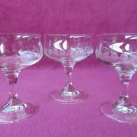 Original DDR 3 St. Sektschale Sektglas CocktailglasDots Punkte Schliff Coupette