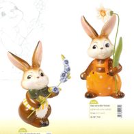 Goebel Ostern Hase mit weißer Narzisse & Vergißmeinnicht Blumenhalter 2-tlg 2009 NEU