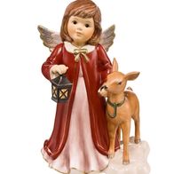 Goebel "Schutzengel im Winterwald" Engel mit Reh Laterne Bordeaux Himmelsboten 2018