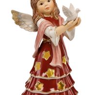 Goebel Weihnacht "Friedensengel" Engel mit Taube 21 cm LED-Teelicht Bordeaux 2018 NEU