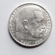 2 Reichsmark Hindenburg 1939 E 625/1000 Silber 8 Gramm