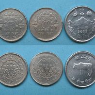 3 X Nepal Münzlot Ruppen-Paisen ab 1954 (W109)
