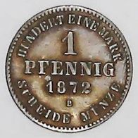 1 Pfennig 1872 B Mecklenburg Strelitz Originalmünze - 0024