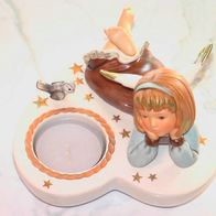 Goebel "Im Abendlicht" Braun-Hellblau Träumerle Engel liegend Teelicht Ein NEU + OVP