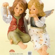 Goebel "Von Herzen alles Liebe" 2 Engel mit Kristall-Herz Rot-Grün Winterzauber 2008