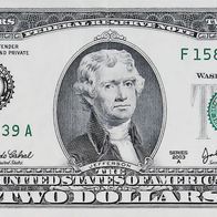 2 Dollars 2003 aus den USA "Atlanta (F)" Originalbanknote - 0001