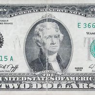 2 Dollars 1976 aus den USA "Richmond (E)" Originalbanknote - 0002