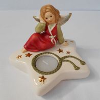 Goebel Engel "Sternenlicht" mit Teelicht 13 cm Rot-Grün Teelichthalter 2008 NEU + OVP