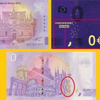 0 Euro Schein Monastero della Certosa di Pavia (PV) SECT 2020-1 Anniversary Nr 4876