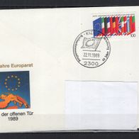 BRD / Bund 1989 Sonderbeleg 40 Jahre Europarat mit MiNr. 1416 Sonderstempel gelaufen