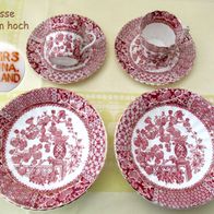 Porzellan Blairs China rot * 2x Mocca Gedeck & extra Teller