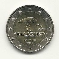 Lettland 2 Euro Gedenkmünze 2015 10 Jahre Schwarzstorch Schutzprogramm unzirkuliert