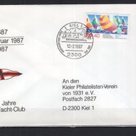 BRD / Bund 1987 Sonderbeleg 100 Jahre Kieler Yacht-Club mit MiNr. 1310 gelaufen