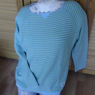 XOX Pullover mint hellblau Streifen BW/Viskose M