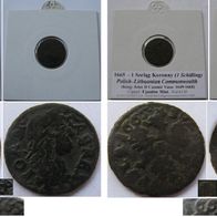 1665, Polish-Lithuanian Commonwealth, set 2 pcs:1 schilling (szelag) crown/lithuanian