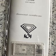 Anlage Diamant 0.242ct. lupenrein reinweiß original eingeschweißt IGI Zertifikat
