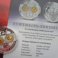 Deutschland BRD 2002 100 Euro Silber / Gold Erstabschlag PP