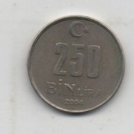 Münze Türkei 250 Lira 2004