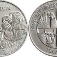 Island Silbermünze 1000 Kronur 1974 Besiedlung Islands 1100 Jahre