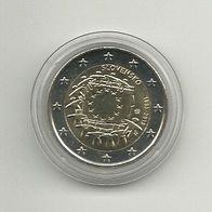 Slowakei 2 Euro Gedenkmünze 2015 30 Jahre Flagge unzirkuliert