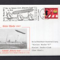 BRD / Bund 1987 Sonderpostkarte Kieler Woche 1987 mit MiNr. 673 Sonderstempel gelaufe