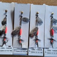Neu! 4 Cormoran Cora Tandem Fliege Silber Rot 10cm Blinker Spinner Hecht Zander