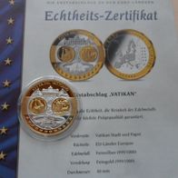 Vatikan 2002 Erstabschlag 50 Euro Silber / Gold