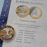 Vatikan 2002 Erstabschlag zur € Einführung in reinstem Silber und Gold