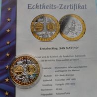 San Marino 2002 50 Euro Silber / Gold Erstabschlag PP