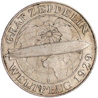 Deutsches Reich Silbermünze 5 Reichsmark 1930 D Graf Zeppelin, Weltflug
