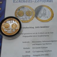 San Marino 2002 50 Euro Gold Silber Erstabschlag PP