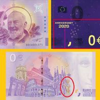 0 Euro Schein San Pio da Pietrelcina SECU 2020-1 Anniversary selten Nr 4376