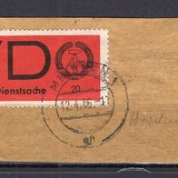 DDR 1965 Aufkleber für vertrauliche Dienstsachen MiNr. 3 x Vollstempel Meissen auf Pa