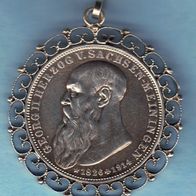 3 Mark 1915 D Sachsen Meiningen in edlem Anhängerahmen - Original SILBER Münze - 0010