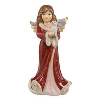 Goebel Engel mit Eule "Mein Wächter in der Nacht" 31 cm Bordeaux 2017 Uhu NEU + OVP