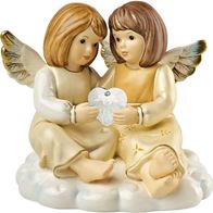 Goebel Engelpaar mit Kristall-Herz "Funkelnde Botschaft" Champagner Limited 2011 NEU