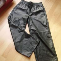 Street one Hose dunkelgrün Gummibund Lederimitat weites Bein Gr 34 = S