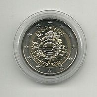 Slowenien 2 Euro Gedenkmünze 2012 10 Jahre Euro Bargeld unzirkuliert