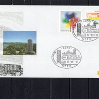 BRD / Bund 2001 Sonderbeleg Der Posttower im Zeichen des Euro mit MiNr. 2106 + 2179 S