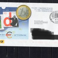 BRD / Bund 2001 Sonderbeleg DP Der Weg zum Euro in Briefmarken mit MiNr. 2169 gelaufe