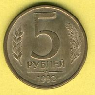 Rußland 5 Rubel 1992 Mzz. Sankt Petersburg