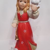 Goebel "Friedensengel" 20 cm Engel mit Tauben und Glocke Rot-Grün Winterzauber 2009