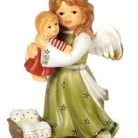 Goebel Engel mit Puppe "Mein liebstes Püppchen" Rot-Grün Winterzauber Bett Wiege NEU