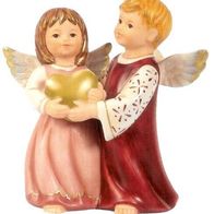 Goebel Engelpaar "Pärchen mit goldenem Herz" Engel 11 cm Bordeaux 2007 Liebe NEU OVP