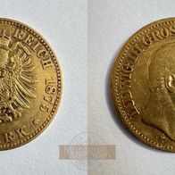 Deutschland Kaiserreich Goldmünze 3,98 g. Hessen 10 Mark 1875 H, Ludwig III